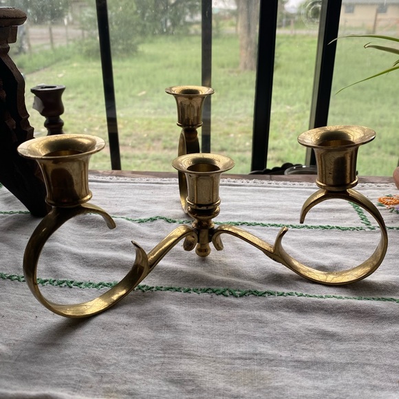 VTG Solid Brass Made in India Candelabra that holds 4 Candlesticks! - Picture 2 of 10